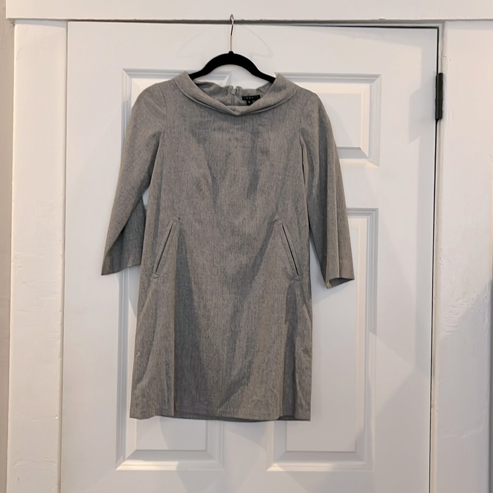 Theory boat neck mini shift dress, gray, size 0